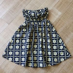 Nautical Sailing Print Strapless Dress